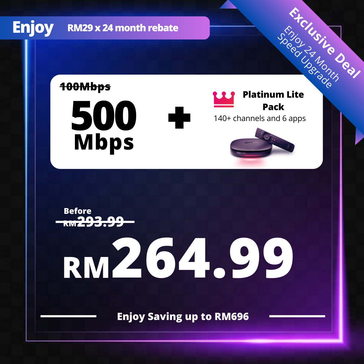 Astro Fibre 100 Mbps + Platinum Lite Pack